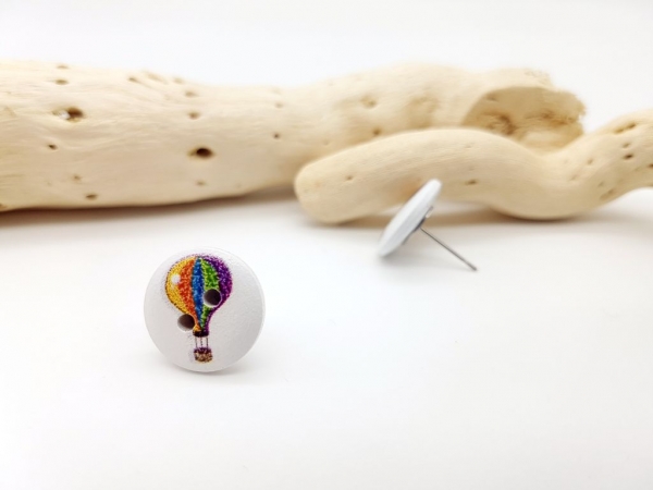 Heißluftballon Holz Knopf Ohrstecker Button